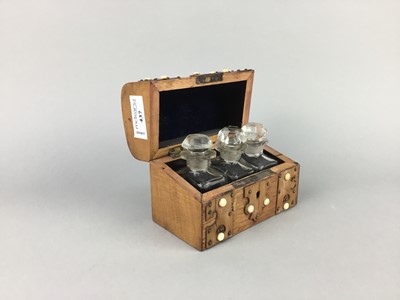 Lot 437 - A 20TH CENTURY STAINED WOOD PERFUME CASKET