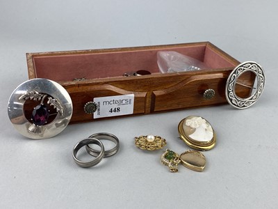 Lot 448 - A LOT OF SILVER AND COSTUME JEWELLERY