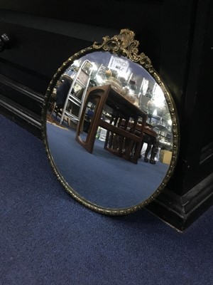 Lot 461 - A BRASS FRAMED CONVEX MIRROR AND ANOTHER MIRROR