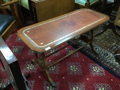 Lot 103 - A LATE 19TH CENTURY WALNUT SUTHERLAND TABLE ALONG WITH A COFFEE TABLE