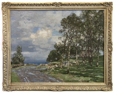 Lot 10 - THE ROAD BY THE SEA, AN OIL BY GEORGE HOUSTON