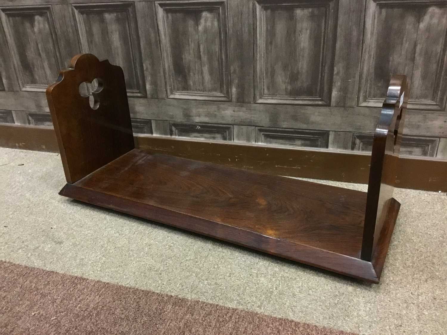 Lot 1607 - A LATE 19TH CENTURY ROSEWOOD BOOK TROUGH