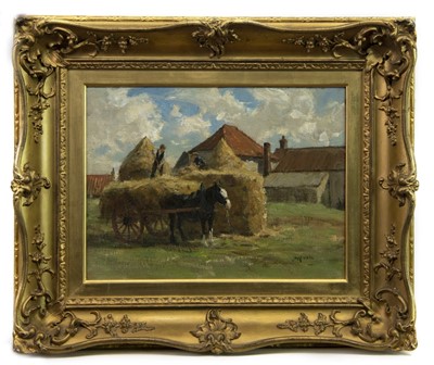 Lot 16 - THE STACKYARD, AN OIL BY JAMES RIDDEL