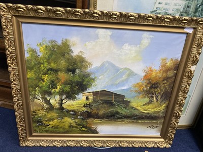 Lot 162 - A RURAL SCENE OIL ON CANVAS