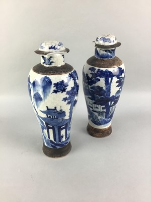 Lot 116 - A PAIR OF CHINESE CRACKLE WARE LIDDED VASES AND OTHER CERAMICS