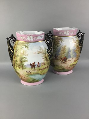 Lot 119 - A PAIR OF CONTINENTAL STONEWARE VASES