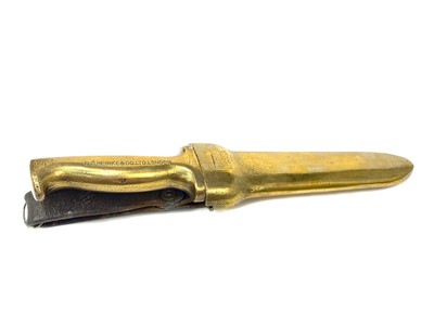 Lot 1609 - A LATE 19TH/EARLY 20TH CENTURY C E HEINKE & CO LTD LONDON BRASS AND STEEL DIVER'S KNIFE