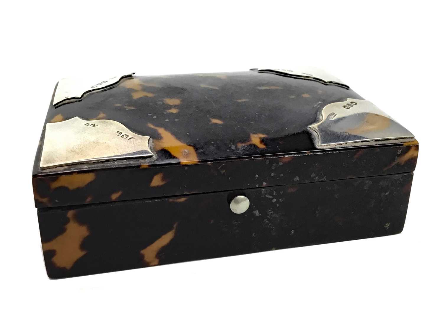Lot 483 - A VICTORIAN SILVER AND TORTOISESHELL CASKET