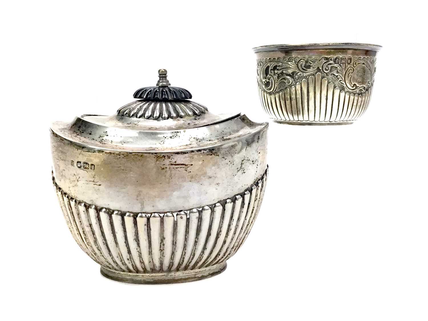 Lot 484 - A VICTORIAN SILVER SUGAR BOWL ALONG WITH ANOTHER