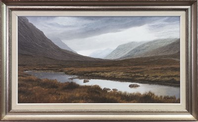 Lot 604 - SCOTTISH HIGHLANDS, AN OIL BY IAN MCNAB