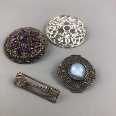 Lot 244 - A CHINESE SILVER BROOCH AND OTHER BROOCHES