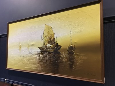 Lot 229 - A PAINTING OF TWO SHIPS