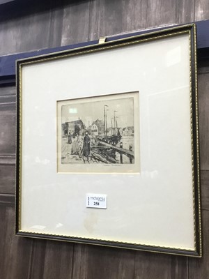 Lot 258 - BUSY HARBOUR SCENE, AN ETCHING BY MATHEW HENDERSON