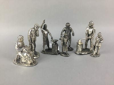 Lot 261 - A CLARET JUG, SILVER PLATED NAPKIN RINGS AND FIGURES