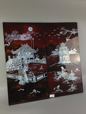 Lot 265 - A PAIR OF CHINESE LACQUERED PANELS