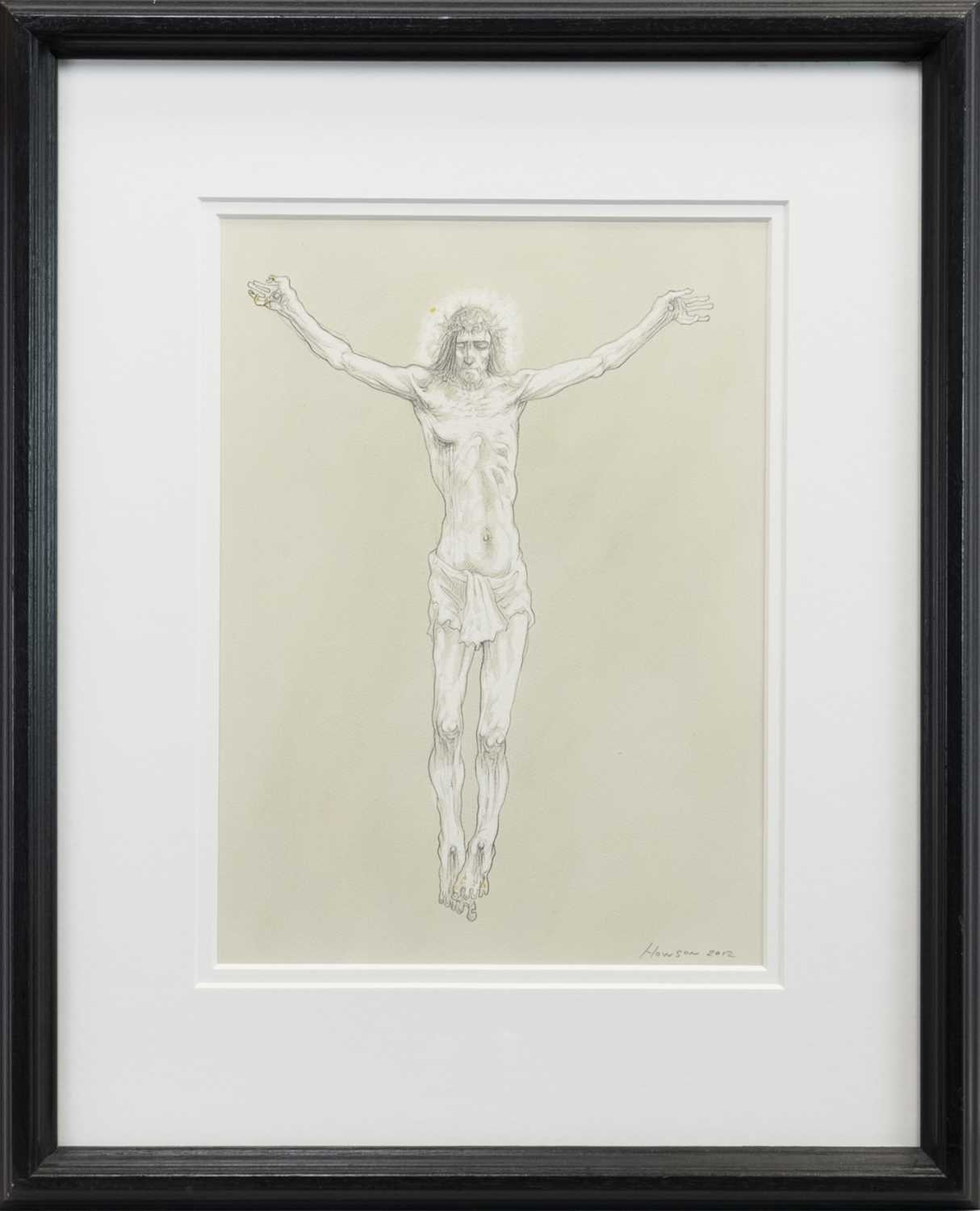 Lot 520 - THE CRUCIFIXION, A MIXED MEDIA BY PETER HOWSON