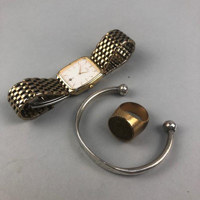 Lot 276 - A WATCH, RING AND BANGLE
