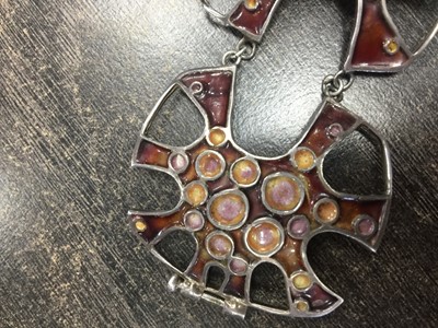 Lot 355 - A SILVER ENAMELLED BRACELET BY NORMAN GRANT