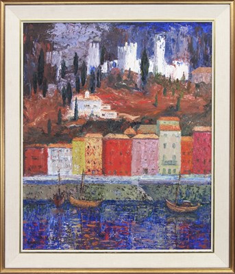 Lot 707 - THE WHITE FORT, PIRAN, AN OIL BY ROBERT KEIR