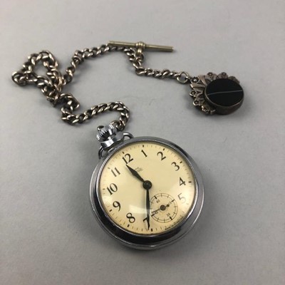 Lot 309 - A SMITH'S POCKET WATCH ALONG WITH A SILVER CHAIN