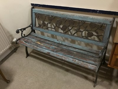 Lot 294 - A PAINTED AND CAST METAL GARDEN BENCH