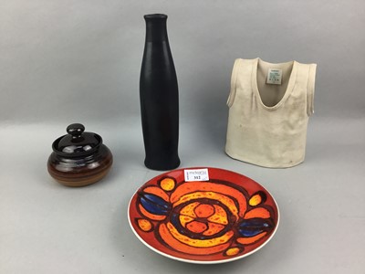 Lot 312 - A POOLE POTTERY PLATE AND OTHER CERAMICS