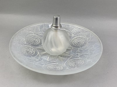 Lot 195 - A FRENCH OPALESCENT GLASS CIRCULAR BOWL AND A SCENT BOTTLE