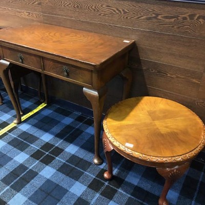 Lot 356 - A WALNUT TURNOVER TEA TABLE AND A COFFEE TABLE