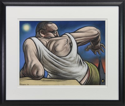 Lot 740 - DOUBLE DARE, A PASTEL BY PETER HOWSON