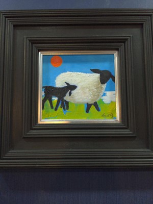 Lot 698 - KEEP UP, LITTLE ONE, AN OIL BY ROWENA LAING