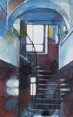 Lot 702 - ARCHED MAGENTA CLOSE, A WATERCOLOUR BY BRYAN EVANS