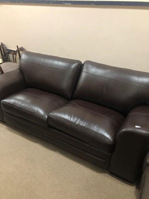 Lot 410 - A SET OF TWO MODERN BROWN LEATHER SETTEES