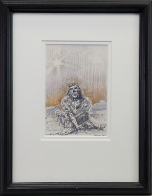 Lot 746 - LIBERATOR, AN INK AND WATERCOLOUR BY PETER HOWSON
