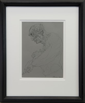 Lot 894 - FIGURE STUDY, A PEN STUDY BY PETER HOWSON