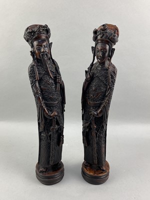 Lot 396 - A LOT OF COMPOSITE AND CARVED WOOD FIGURES