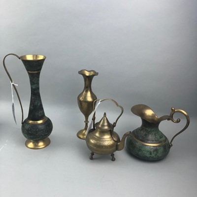 Lot 397 - A BRASS KETTEL, JUG AND OTHER OBJECTS