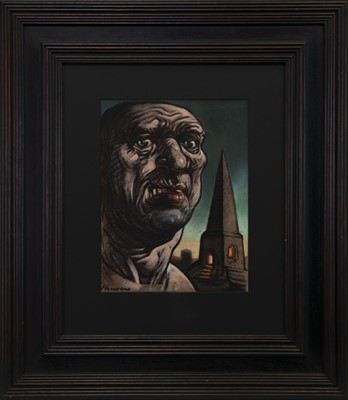 Lot 884 - A TROUBLED MAN, A PASTEL BY PETER HOWSON