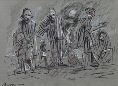 Lot 288 - STUDY FOR PRISONERS OF WAR, A MIXED MEDIA BY PETER HOWSON