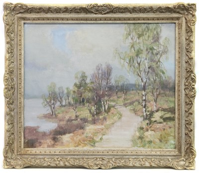 Lot 550 - BIRCH TREES BY THE SHORE, LOCH LOMOND, AN OIL BY WILLIAM WRIGHT CAMPBELL