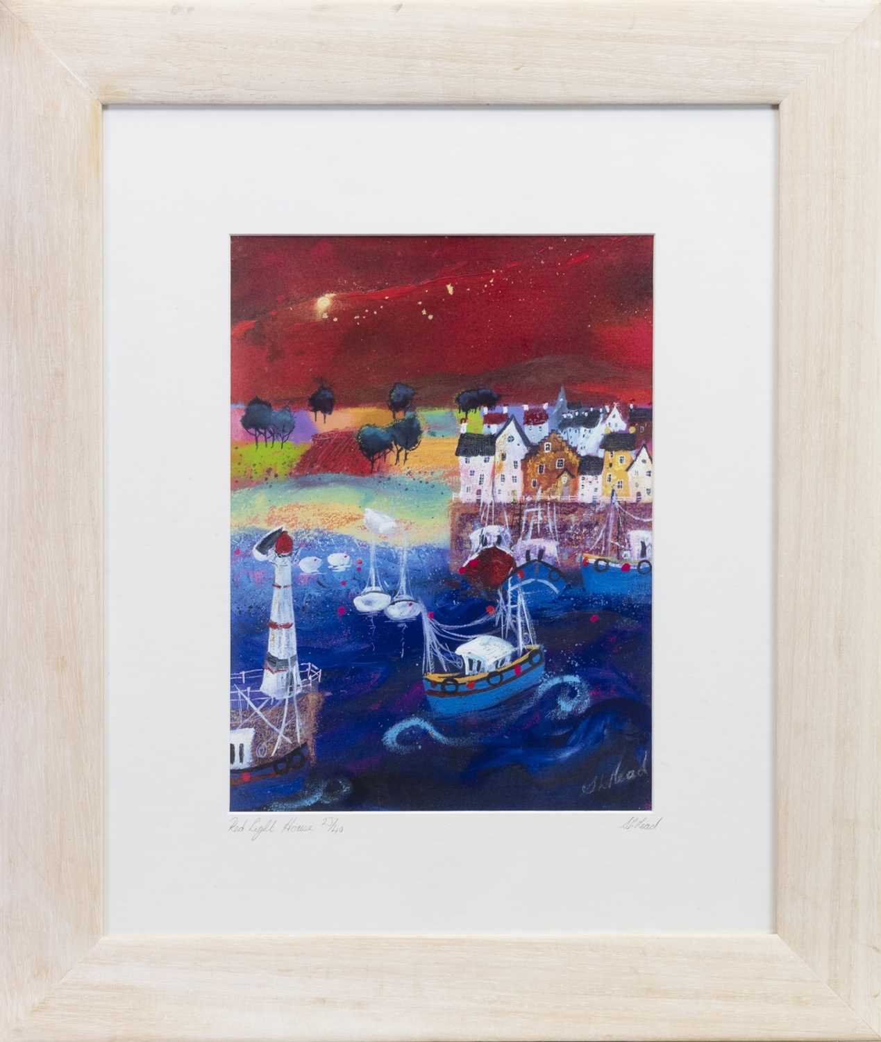 Lot 555 - RED LIGHTHOUSE, A GICLEE PRINT BY SARA MEAD