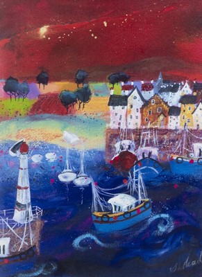 Lot 555 - RED LIGHTHOUSE, A GICLEE PRINT BY SARA MEAD