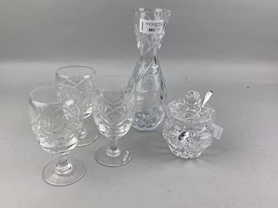 Lot 481 - A SET OF SIX WINE GLASSES AND OTHERS