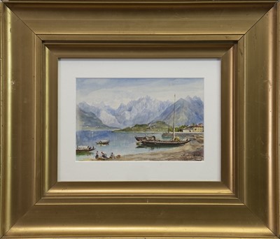 Lot 483 - BOATS COMING TO SHORE, A WATERCOLOUR BY ARTHUR PERIGAL