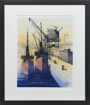 Lot 791 - CLYDE PUFFERS, A WATERCOLOUR BY MARTIN OATES