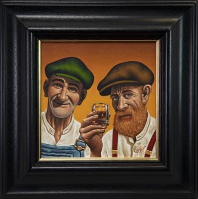 Lot 808 - A WEE DRAM FOR THE TWO DISTILLERS, AN OIL BY GRAHAM MCKEAN