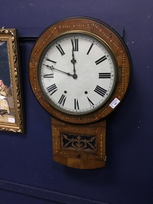 Lot 502 - AN EDWARDIAN INLAID MAHOGANY WALL CLOCK