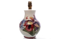 Lot 1109 - MOORCROFT ORCHID PATTERN TABLE LAMP with cream...