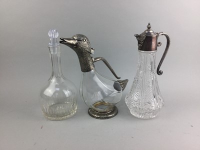 Lot 47 - A DECANTER MODELLED AS A DUCK ALONG WITH FIVE OTHERS