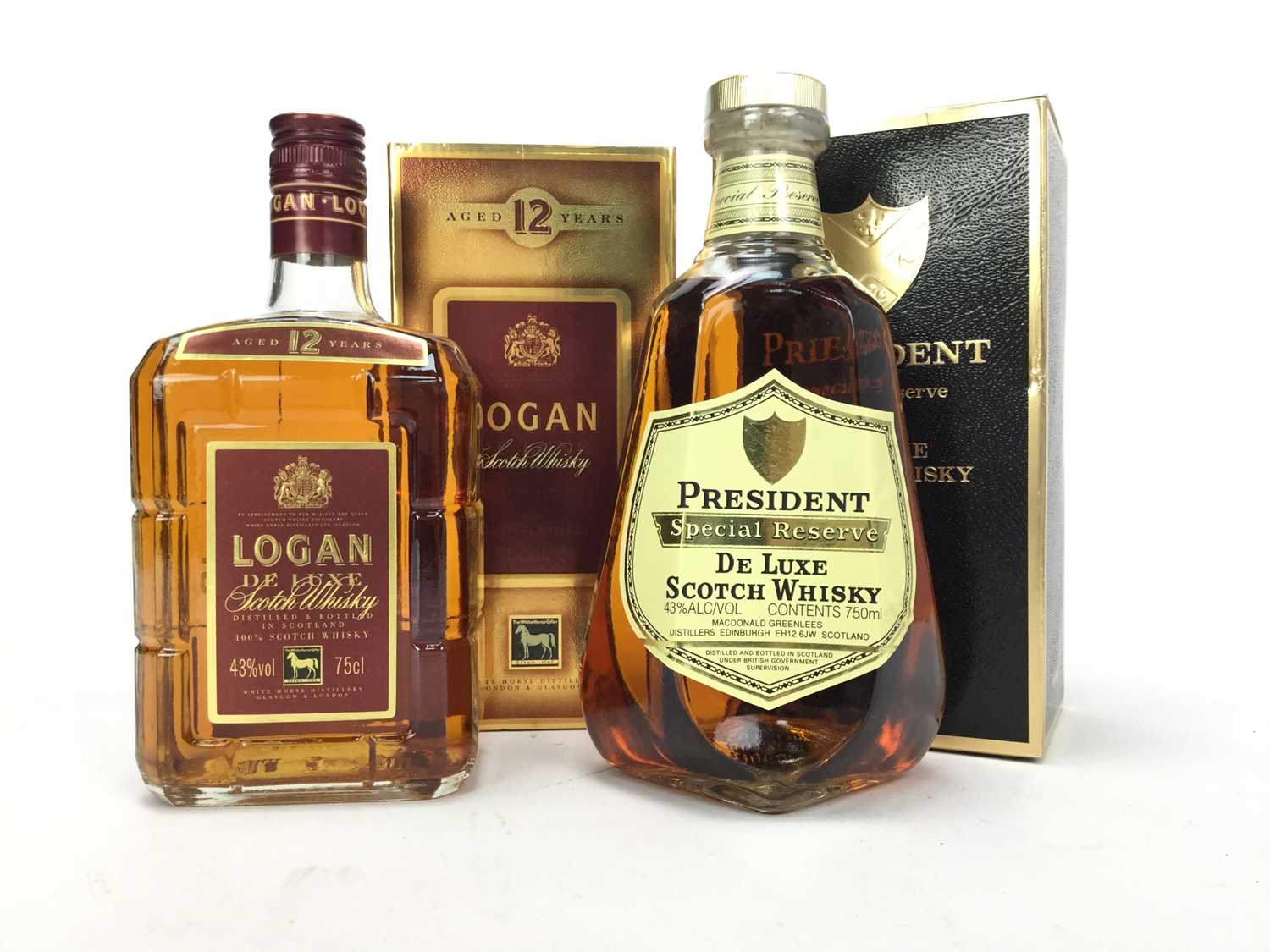Lot 423 - PRESIDENT SPECIAL RESERVE AND LOGAN AGED 12 YEARS