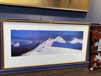 Lot 524 - A COLIN PRIOR PRINT AND A DEMI LUNE TABLE